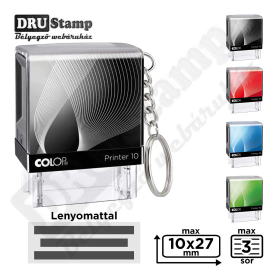 COLOP Printer IQ 10/1 bélyegző FEKETE kerettel és egyedi lenyomattal, kulcstartós kivitel (max 10x27 mm) COLOP Printer IQ 10/1 bélyegző FEKETE kerettel és egyedi lenyomattal, kulcstartós kivitel (max 10x27 mm)