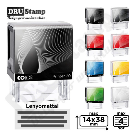COLOP Printer IQ 20 bélyegző FEKETE kerettel és egyedi lenyomattal (max 14x38 mm) COLOP Printer IQ 20 bélyegző FEKETE kerettel és egyedi lenyomattal (max 14x38 mm)