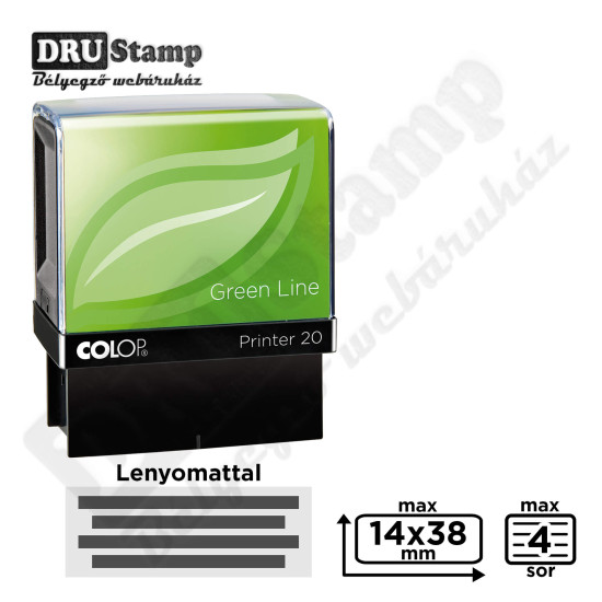 COLOP Printer IQ 20 Green Line bélyegző egyedi lenyomattal (max 14x38 mm)