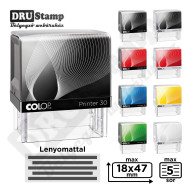 COLOP Printer IQ 30 bélyegző fekete kerettel és egyedi lenyomattal (max 18x47 mm)