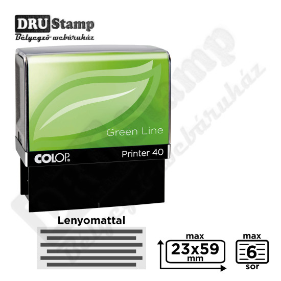 COLOP Printer IQ 40 Green Line bélyegző egyedi lenyomattal (max 23x59 mm)