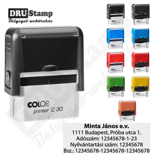 Bélyegző készítés egyéni vállalkozóknak - COLOP Printer C30 bélyegző egyedi lenyomattal Bélyegző készítés egyéni vállalkozóknak - COLOP Printer C30 bélyegző egyedi lenyomattal