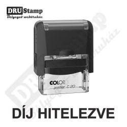 DÍJ HITELEZVE feliratú bélyegző