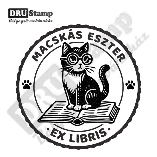 EX LIBRIS bélyegző - Cicás V01 (Ø40mm)