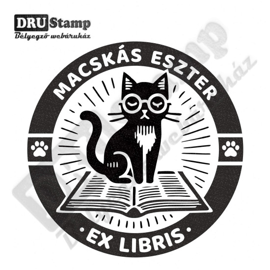 EX LIBRIS bélyegző - Cicás V02 (Ø40mm)