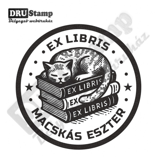 EX LIBRIS bélyegző - Cicás V03 (Ø40mm)
