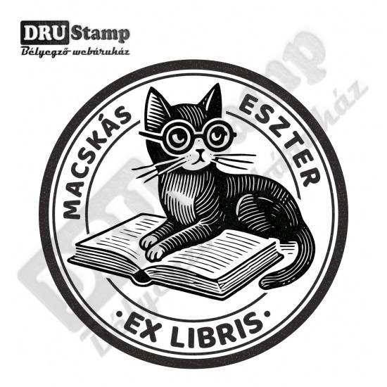 EX LIBRIS bélyegző - Cicás V04 (Ø40mm)