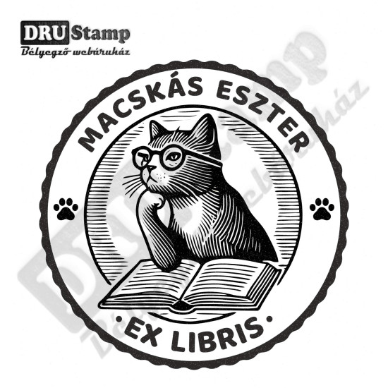 EX LIBRIS bélyegző - Cicás V05 (Ø40mm)