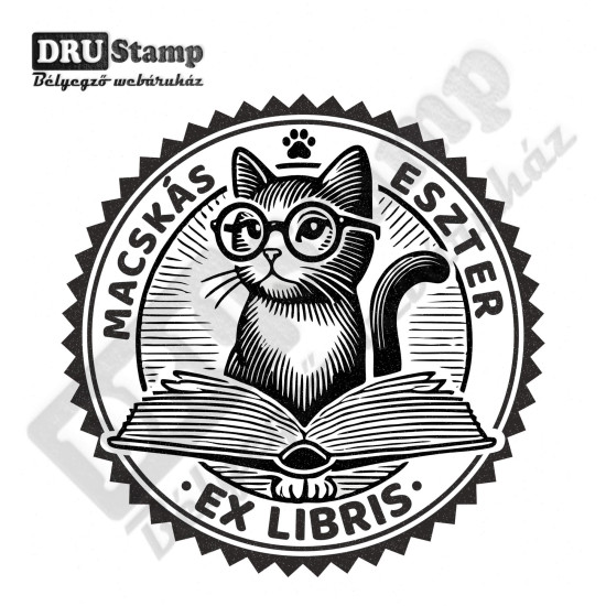 EX LIBRIS bélyegző - Cicás V06 (Ø40mm)