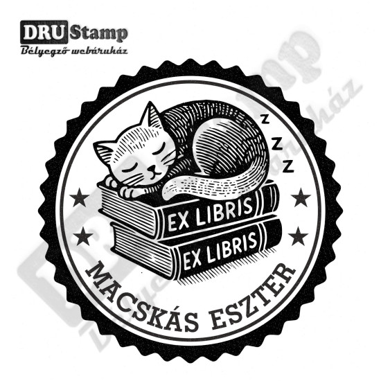 EX LIBRIS bélyegző - Cicás V07 (Ø40mm)
