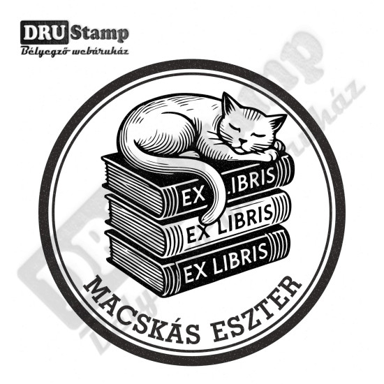EX LIBRIS bélyegző - Cicás V08 (Ø40mm)