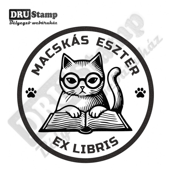 EX LIBRIS bélyegző - Cicás V09 (Ø40mm)
