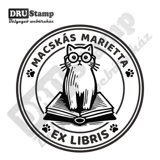 EX LIBRIS bélyegző - Cicás V10 (Ø40mm)