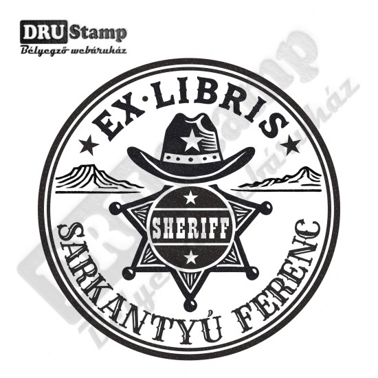 EX LIBRIS bélyegző - Western V01 (Ø40mm)