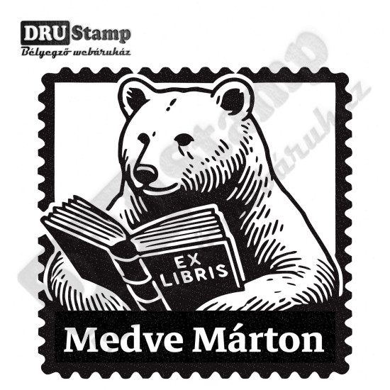 EX LIBRIS bélyegző - Medvés V01 (40x40 mm)