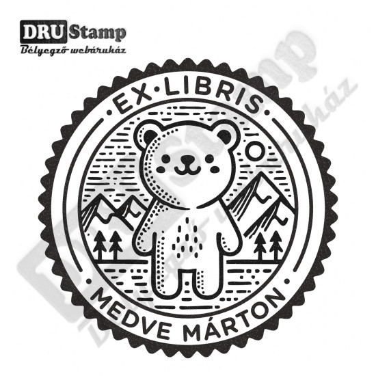 EX LIBRIS bélyegző - Medvés V03 (Ø40mm)
