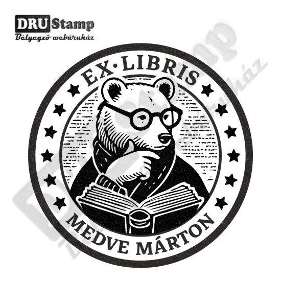 EX LIBRIS bélyegző - Medvés V05 (Ø40mm)