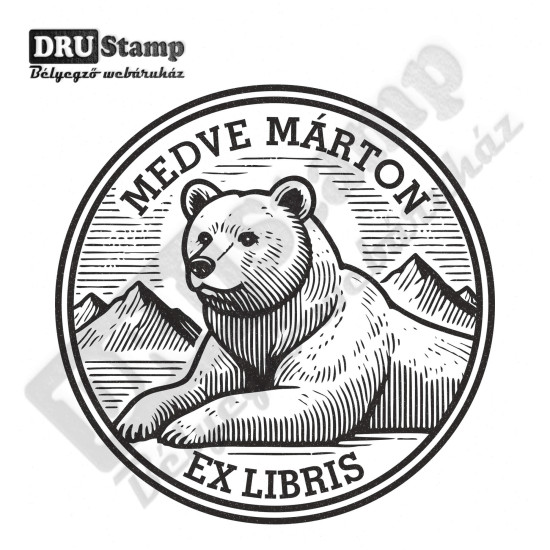 EX LIBRIS bélyegző - Medvés V06 (Ø40mm)