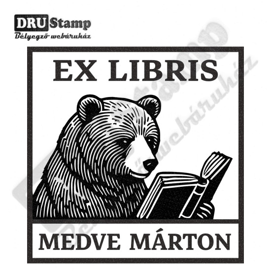 EX LIBRIS bélyegző - Medvés V08 (40x40 mm)