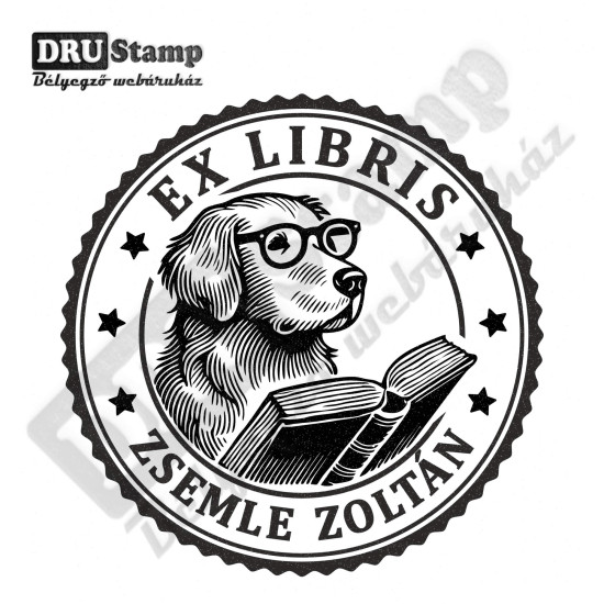 EX LIBRIS bélyegző - Kutyás V01 (Ø40mm)