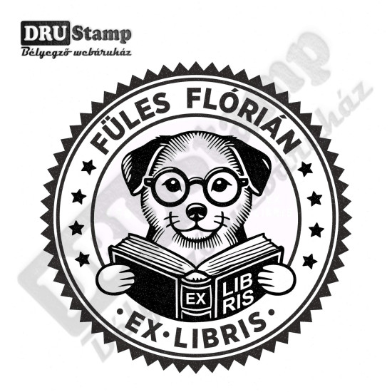 EX LIBRIS bélyegző - Kutyás V03 (Ø40mm)