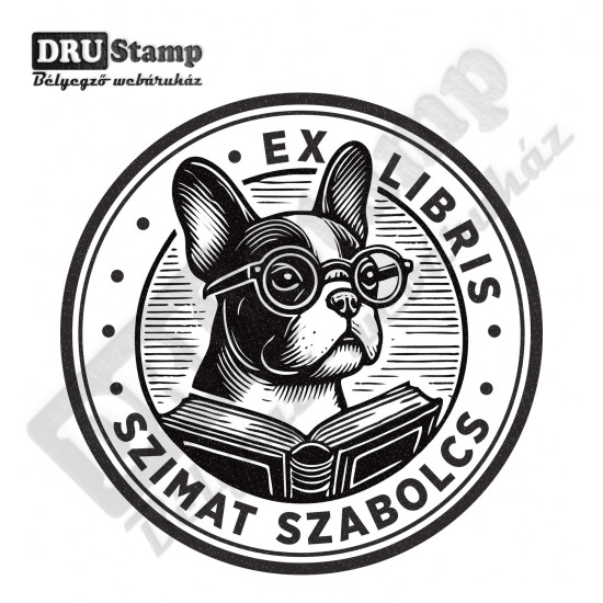 EX LIBRIS bélyegző - Kutyás V04 (Ø40mm)