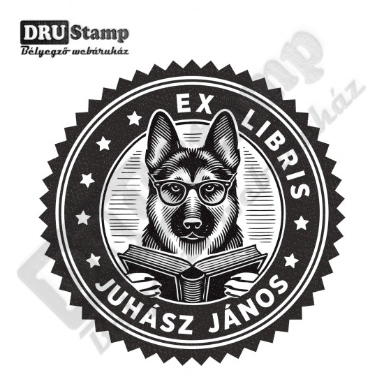 EX LIBRIS bélyegző - Kutyás V05 (Ø40mm)