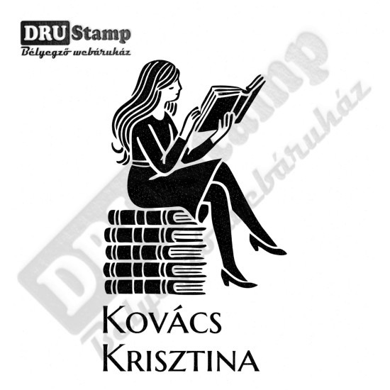 EX LIBRIS bélyegző - Könyvmoly V01 (30x50mm)