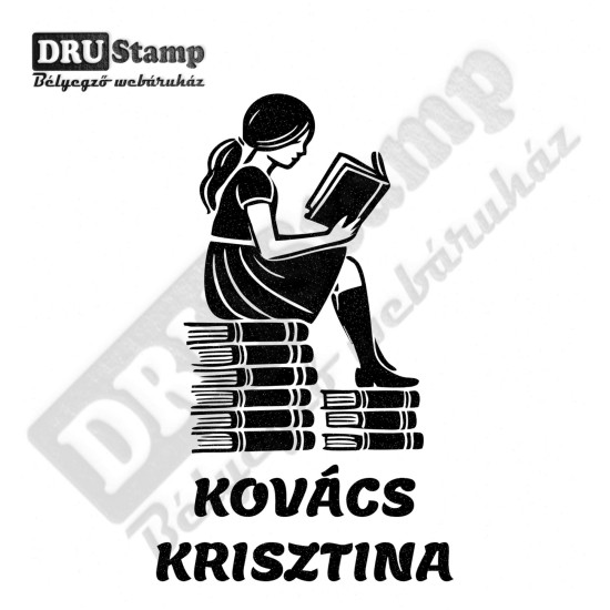 EX LIBRIS bélyegző - Könyvmoly V02 (30x50mm)