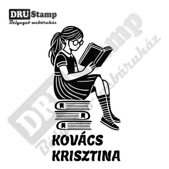 EX LIBRIS bélyegző - Könyvmoly V03 (30x50mm)
