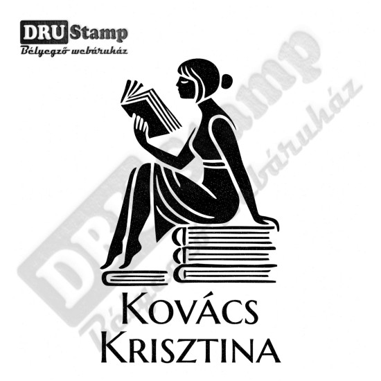 EX LIBRIS bélyegző - Könyvmoly V04a (30x50mm)