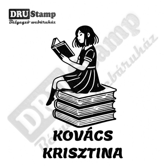 EX LIBRIS bélyegző - Könyvmoly V06 (30x50mm)