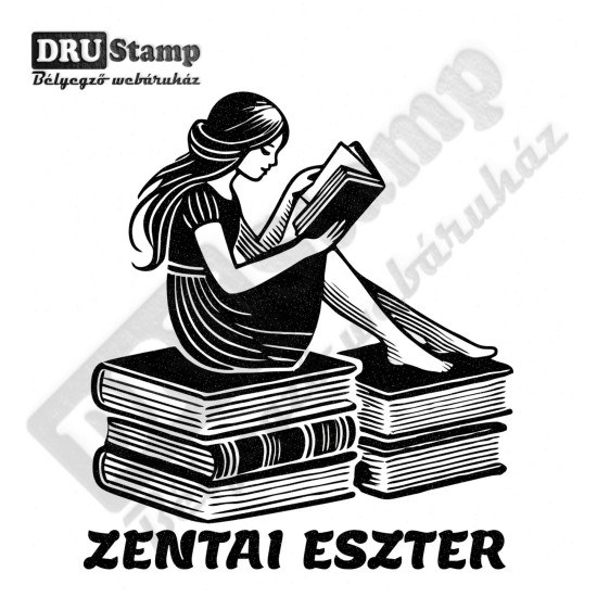 EX LIBRIS bélyegző - Könyvmoly V07 (40x45mm)