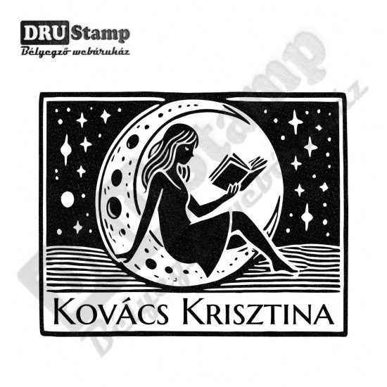 EX LIBRIS bélyegző - Könyvmoly V09 (50x40mm)