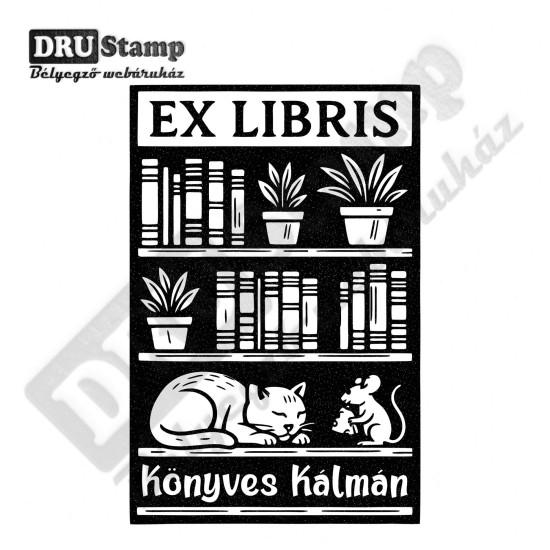 EX LIBRIS bélyegző - Könyvespolc V01 (40x60 mm)