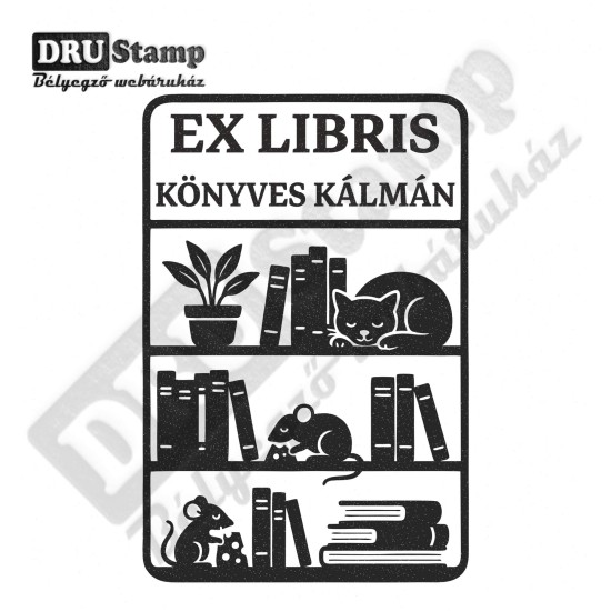 EX LIBRIS bélyegző - Könyvespolc V03 (40x60 mm)