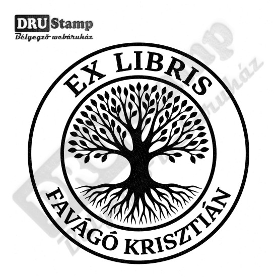 EX LIBRIS bélyegző - Fa V02 (Ø40mm)