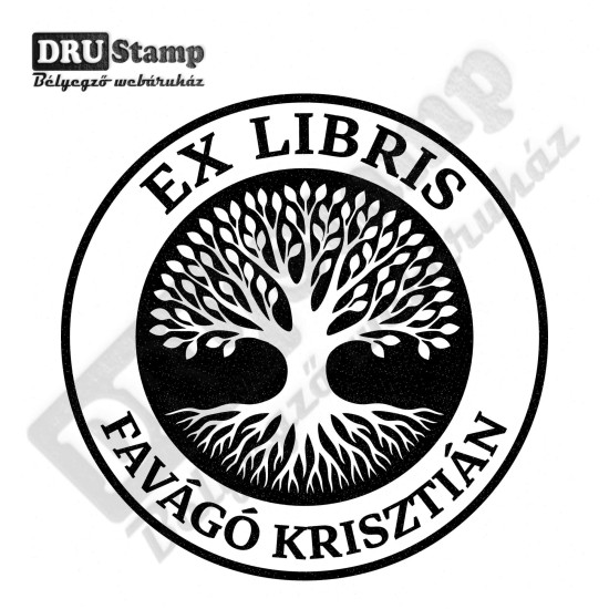 EX LIBRIS bélyegző - Fa V03 (Ø40mm)