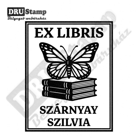 EX LIBRIS bélyegző - Pillangós V05 (40x50mm)