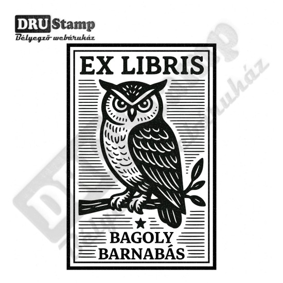 EX LIBRIS bélyegző - Baglyos V04 (40x60mm)