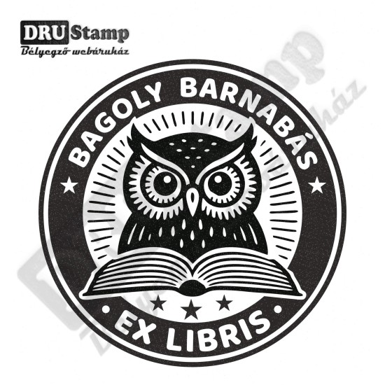 EX LIBRIS bélyegző - Baglyos V05 (Ø40mm)