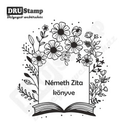 EX LIBRIS bélyegző - Virágos keretes V01 (50x50mm)