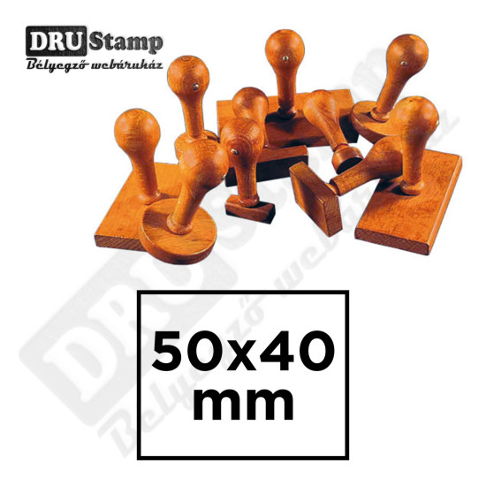 Fabélyegző 50 x 40 mm-es négyszög alakú lenyomattal Fabélyegző 50 x 40 mm-es négyszög alakú lenyomattal
