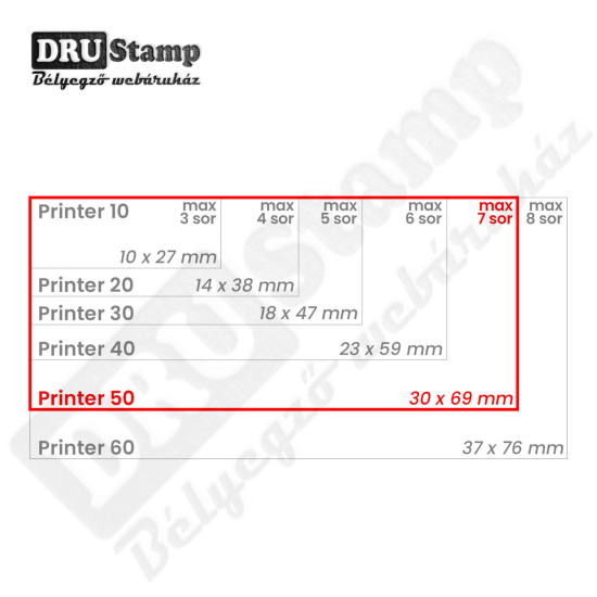 COLOP Printer C50 bélyegző egyedi lenyomattal (max 30x69 mm)