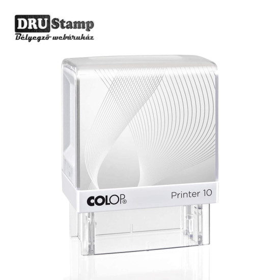 COLOP Printer IQ 10 bélyegző fehér kerettel és egyedi lenyomattal (10x27 mm)