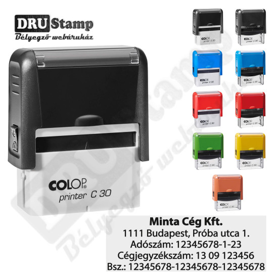 Bélyegző készítés cégeknek - COLOP Printer C30 bélyegző egyedi lenyomattal Bélyegző készítés cégeknek - COLOP Printer C30 bélyegző egyedi lenyomattal