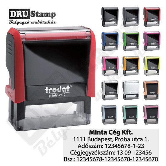 Bélyegző készítés cégeknek - Trodat Printy 4912 bélyegző egyedi lenyomattal Bélyegző készítés cégeknek - Trodat Printy 4912 bélyegző egyedi lenyomattal