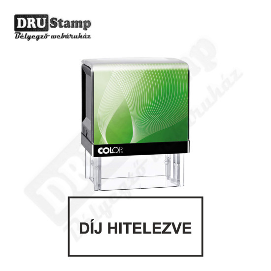 DÍJ HITELEZVE feliratú bélyegző kerettel