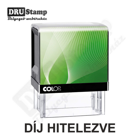 DÍJ HITELEZVE feliratú bélyegző