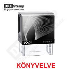 KÖNYVELVE feliratú bélyegző